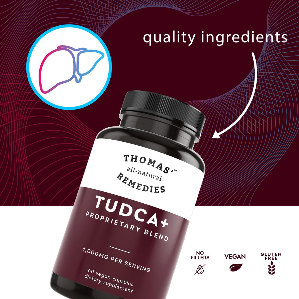Thomas' Tudca capsules pour demonstrating simple daily liver support.
