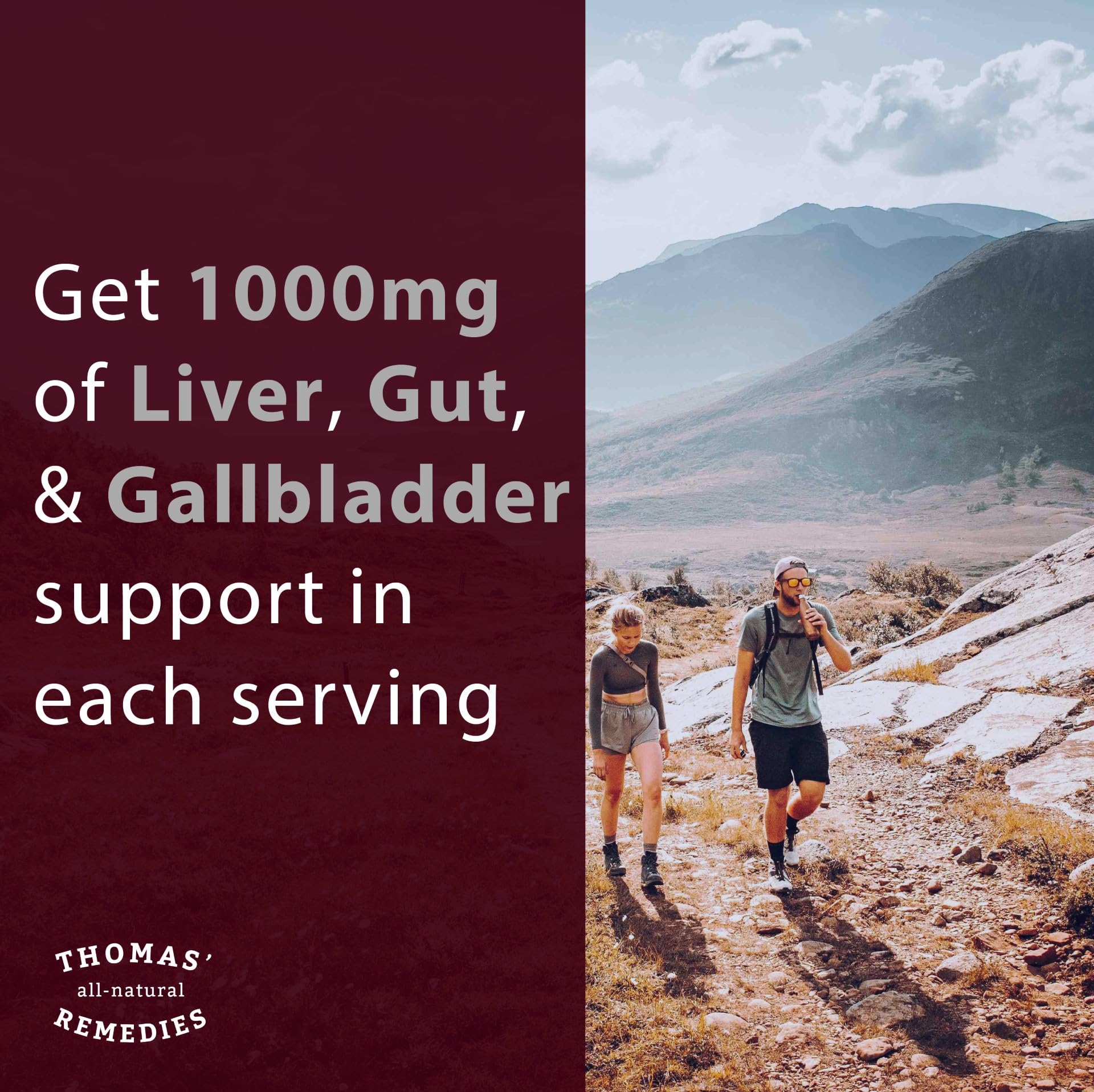 Thomas' Tudca detox and digestive support icons graphic.