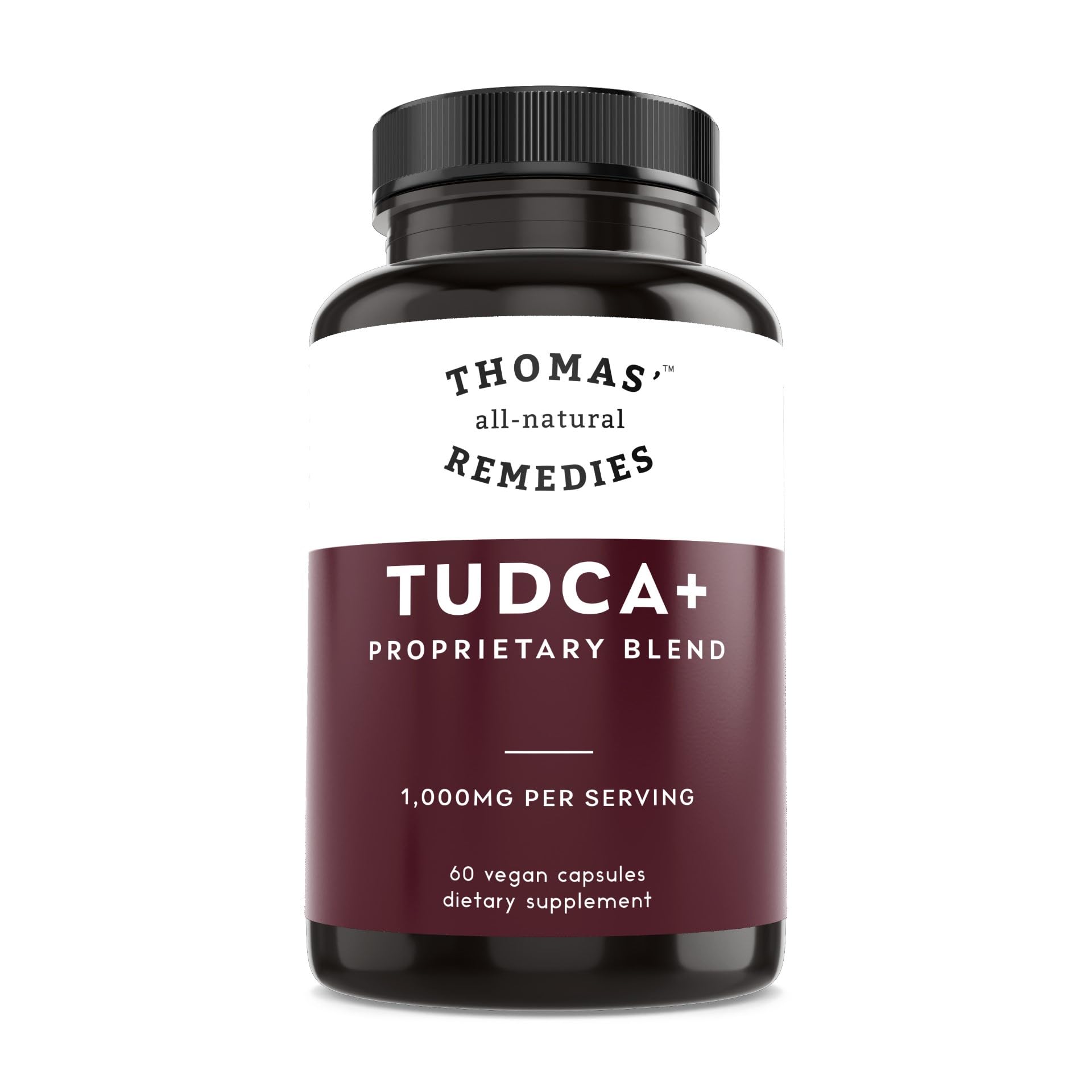 Thomas' all-natural Remedies Tudca capsules bottle promoting liver support.