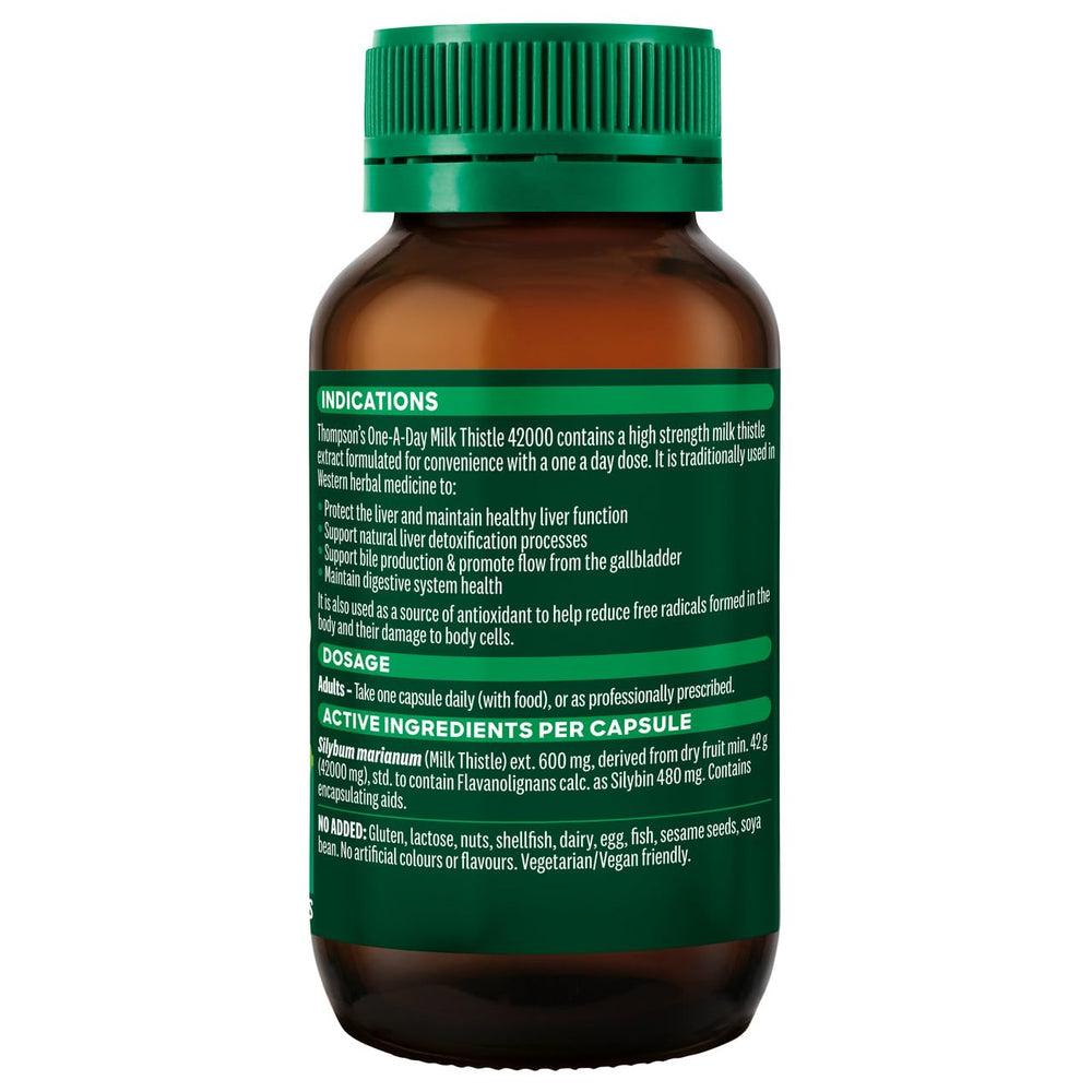 Thompsons Milk Thistle 42,000 mg bottle side view