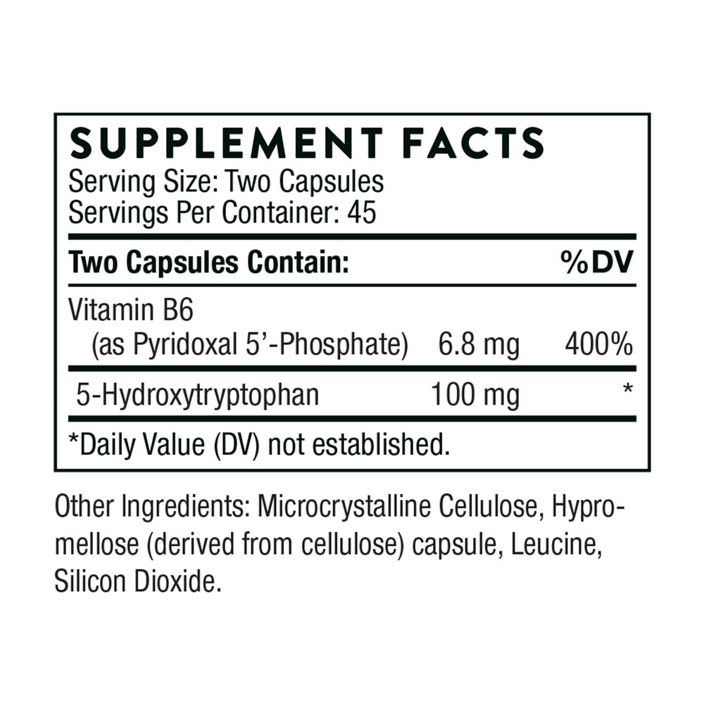Close-up of THORNE 5-HTP 90 capsules bottle