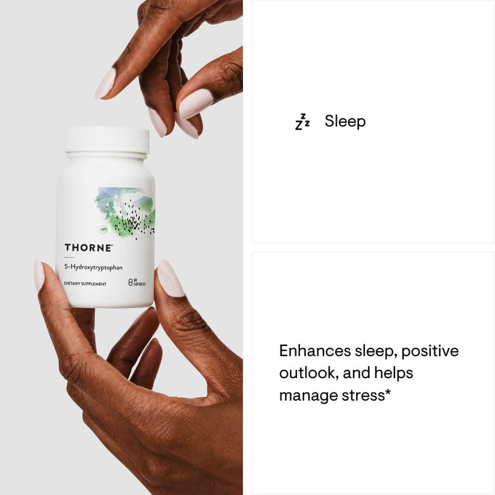 THORNE 5-HTP bottle side view with seal