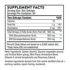 Mint-flavored DHA/EPA gelcaps close-up