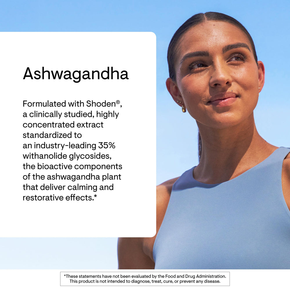 Thorne Ashwagandha Shoden bottle pour showing easy daily intake