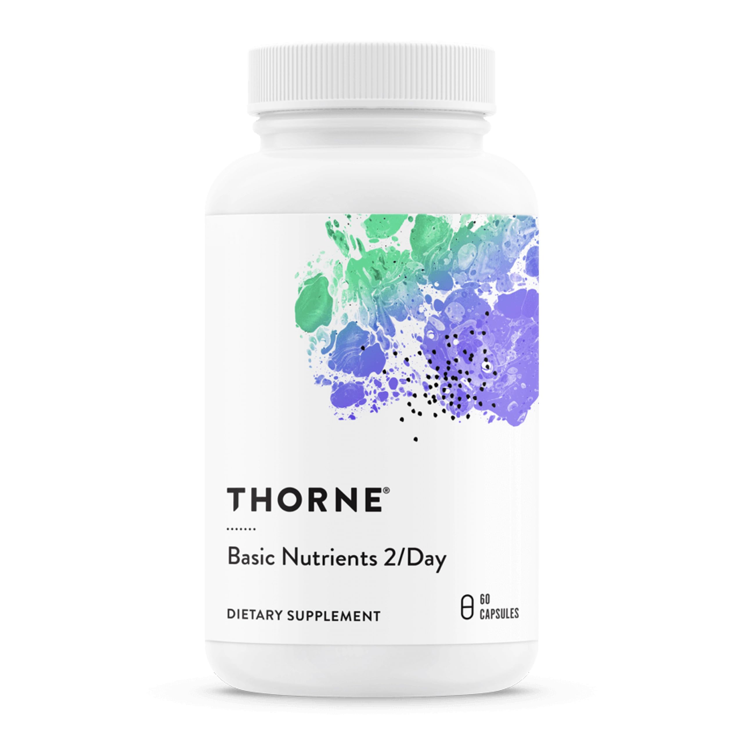 Front view of Thorne Basic Nutrients 2/Day bottle