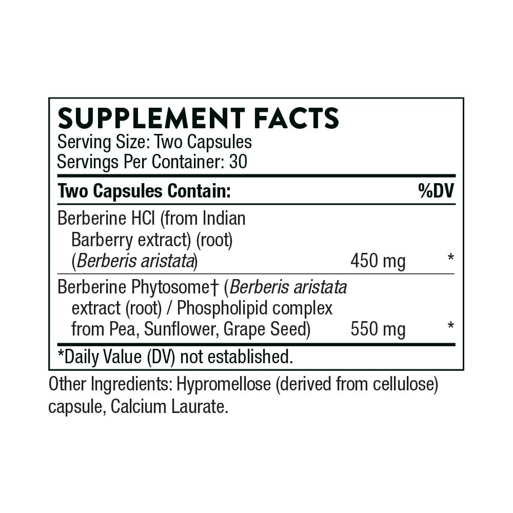 Close-up of berberine capsules and phytosome technology