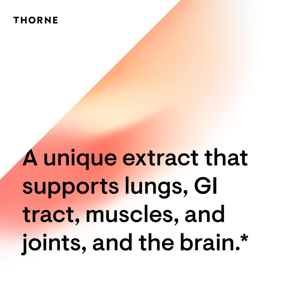 Front of THORNE Boswellia Phytosome box and bottle