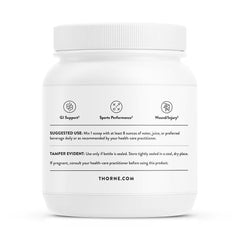 Close-up of L-Glutamine powder label showing 17.8 oz