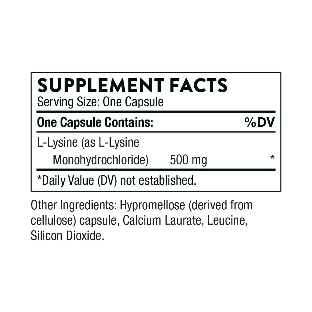 THORNE Lysine 500 mg bottle display