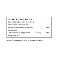 Back view showing supplement facts on the THORNE stick-pack