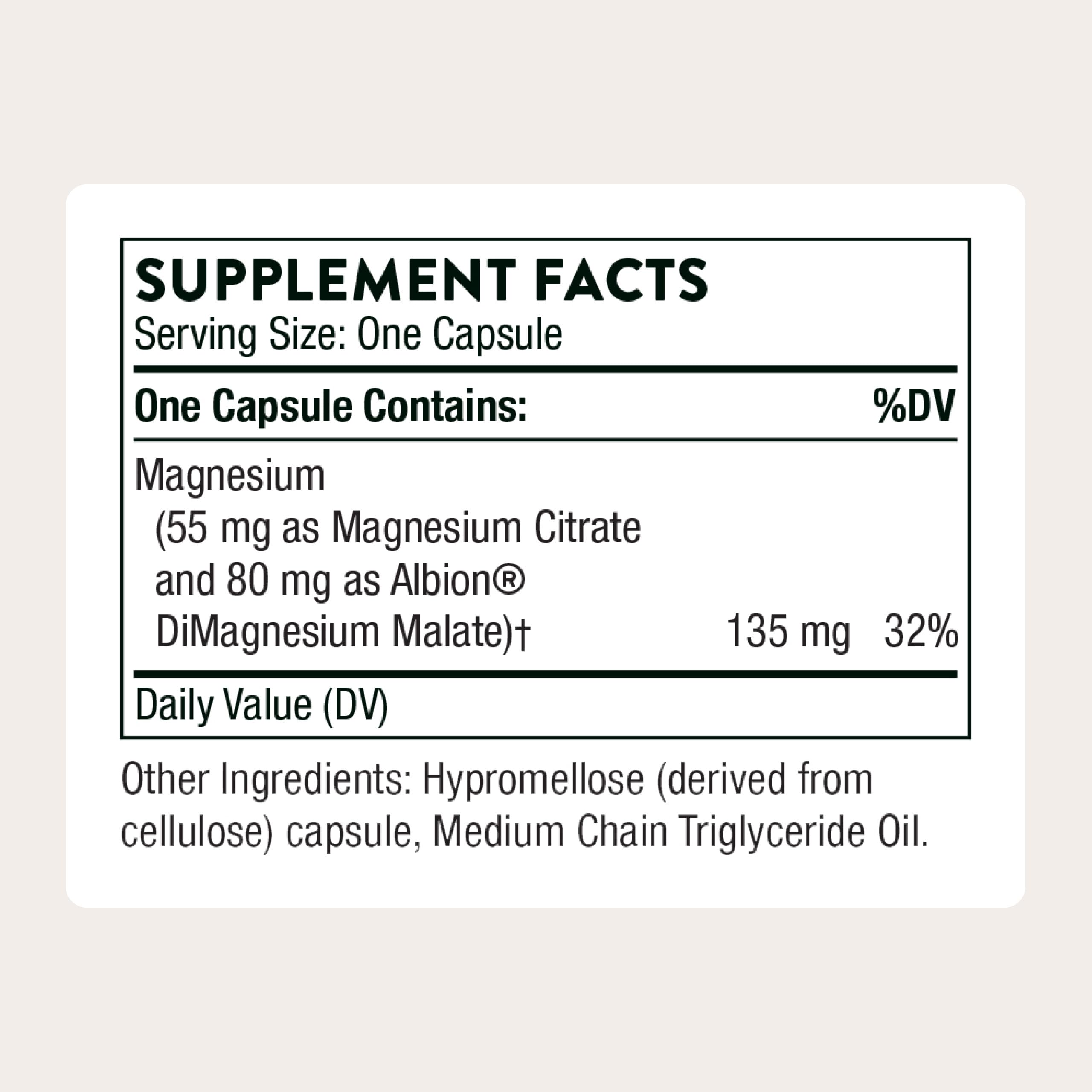 THORNE Magnesium CitraMate capsules closeup highlighting dual magnesium forms.