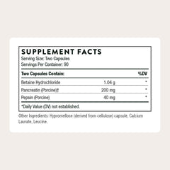 THORNE Multi Enzyme capsules close-up; supports digestion during meals.