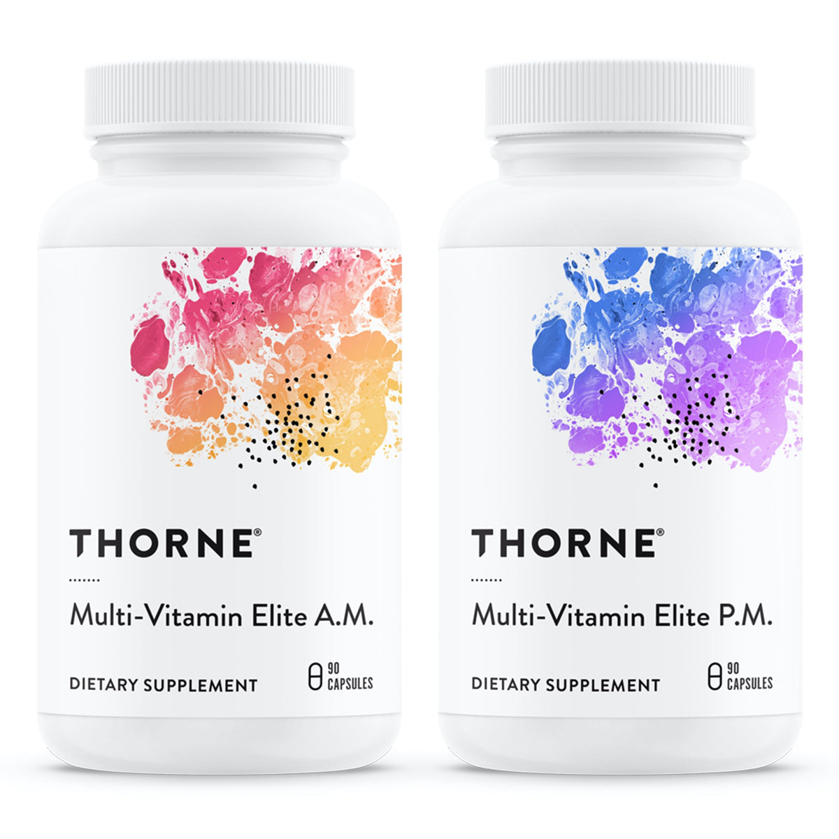 THORNE Multi-Vitamin Elite AM/PM bottle with capsules