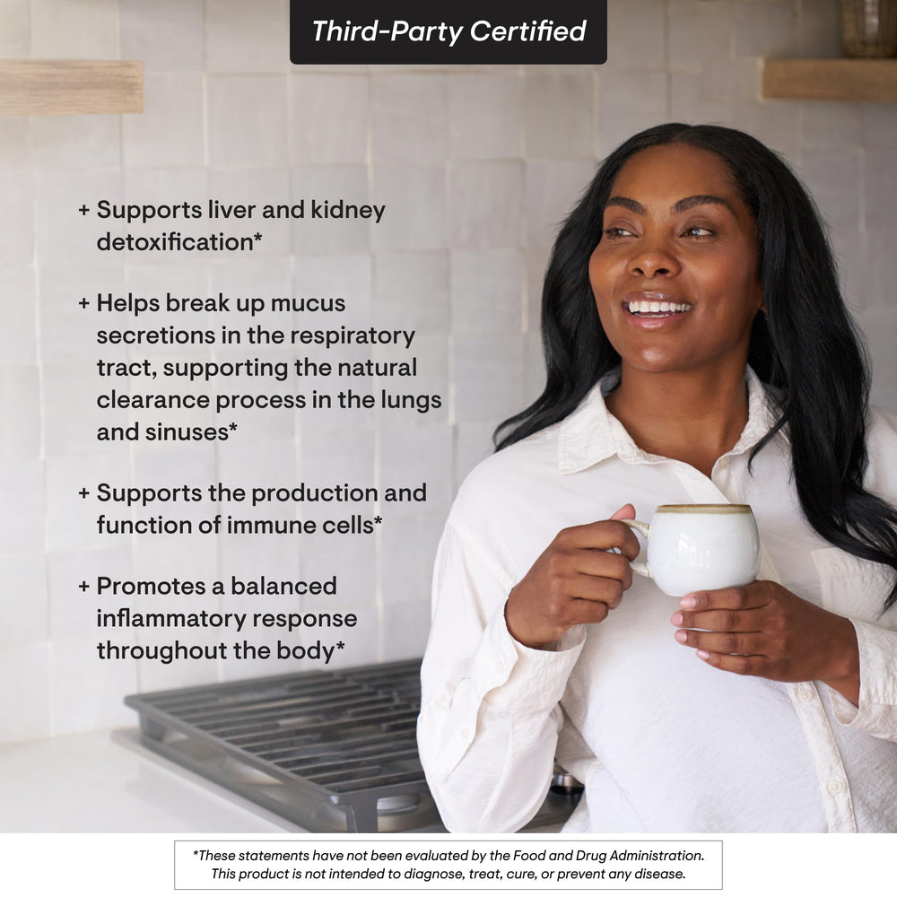 Graphic illustrating immune and respiratory support from NAC