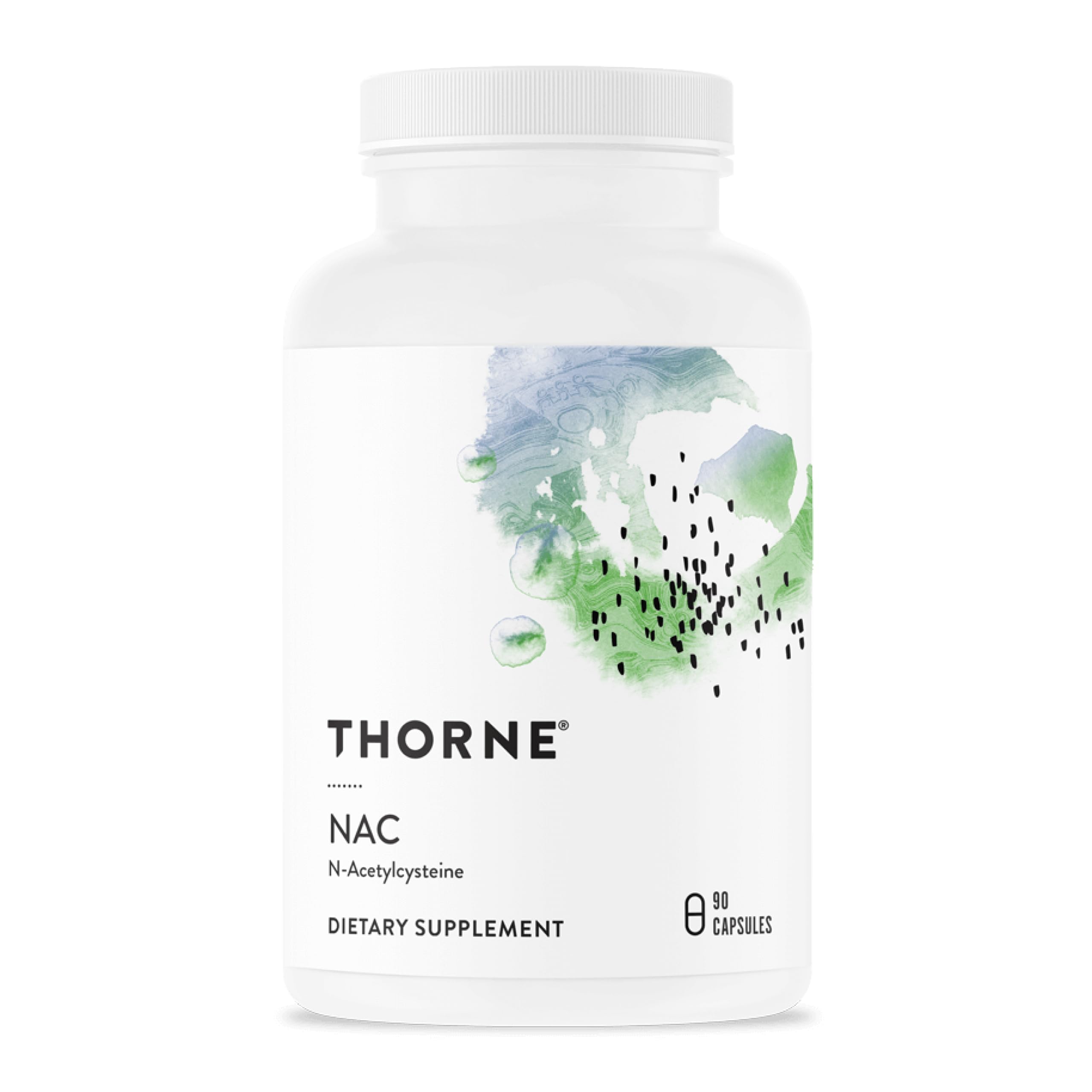 THORNE NAC 500mg bottle front highlights immune and respiratory support
