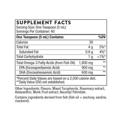 Close-up of Thorne Omega Superb label showing EPA & DHA
