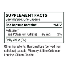 Close-up of THORNE Potassium Citrate bottle label