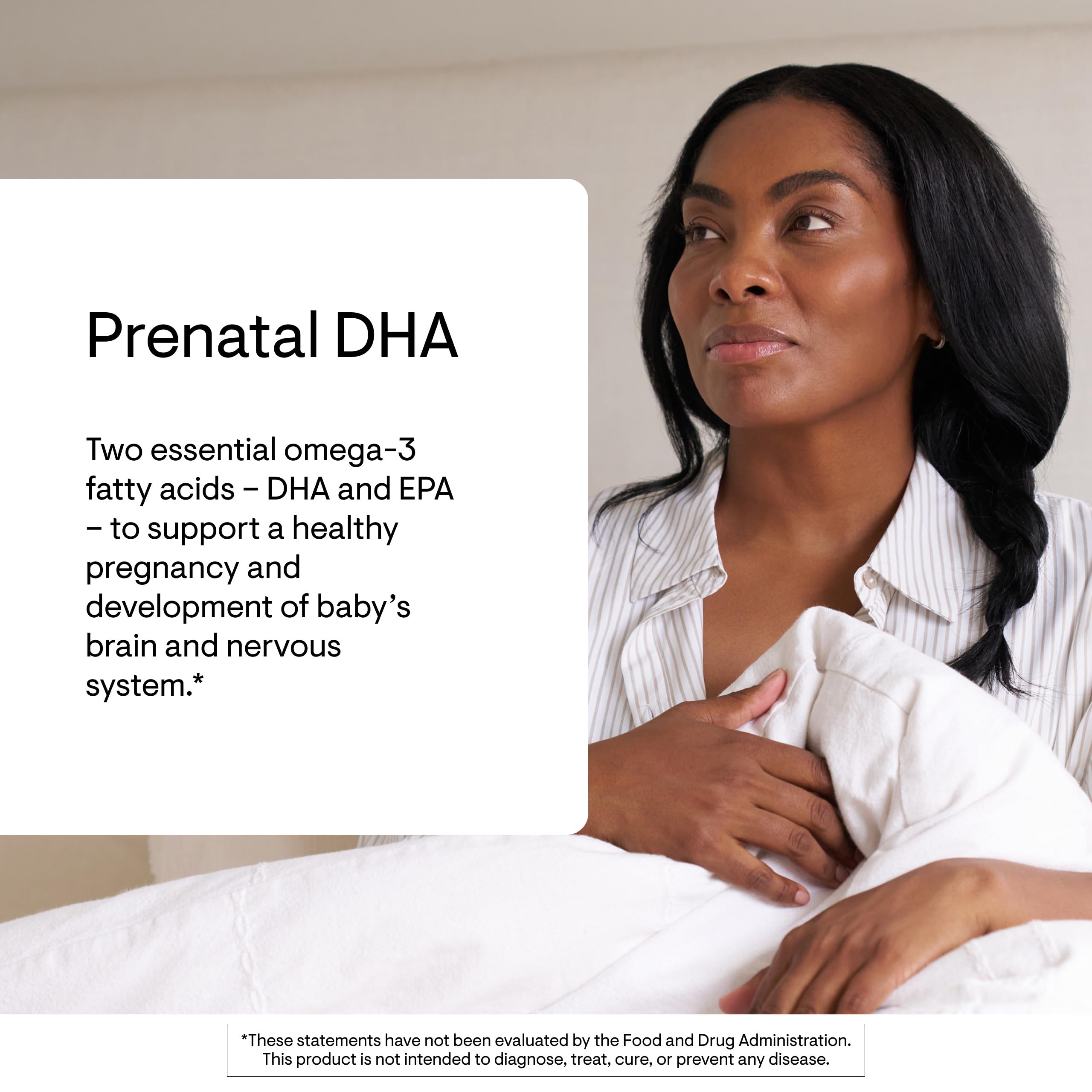 Thorne Prenatal DHA bottle label showing DHA and EPA and third-party certification.