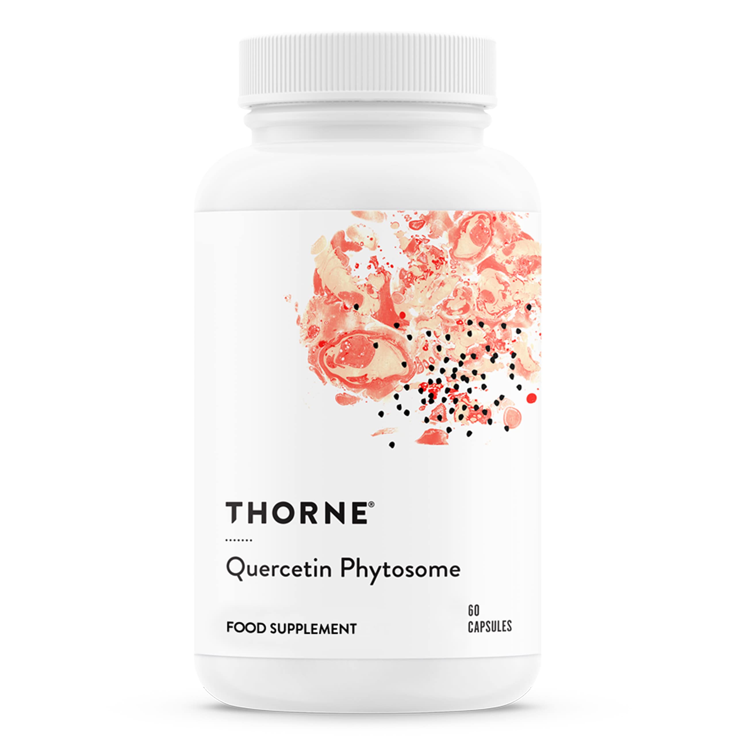 THORNE Quercetin Phytosome bottle label highlighting immune health and seasonal allergy relief