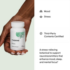 THORNE Rhodiola box with bottle on white background