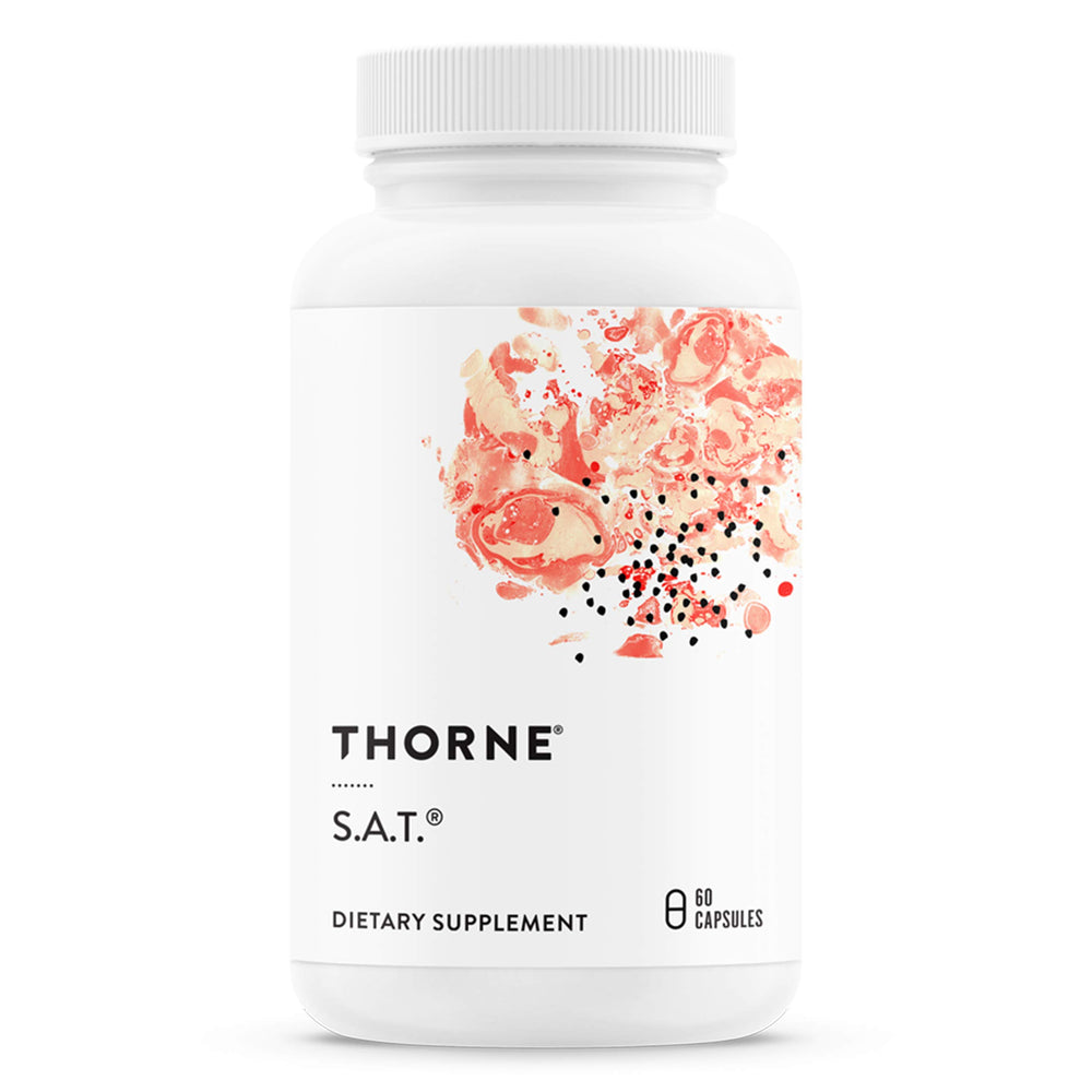 Front view of Thorne S.A.T. Milk Thistle Complex bottle