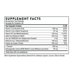 THORNE Thyrocsin bottle back showing supplement facts