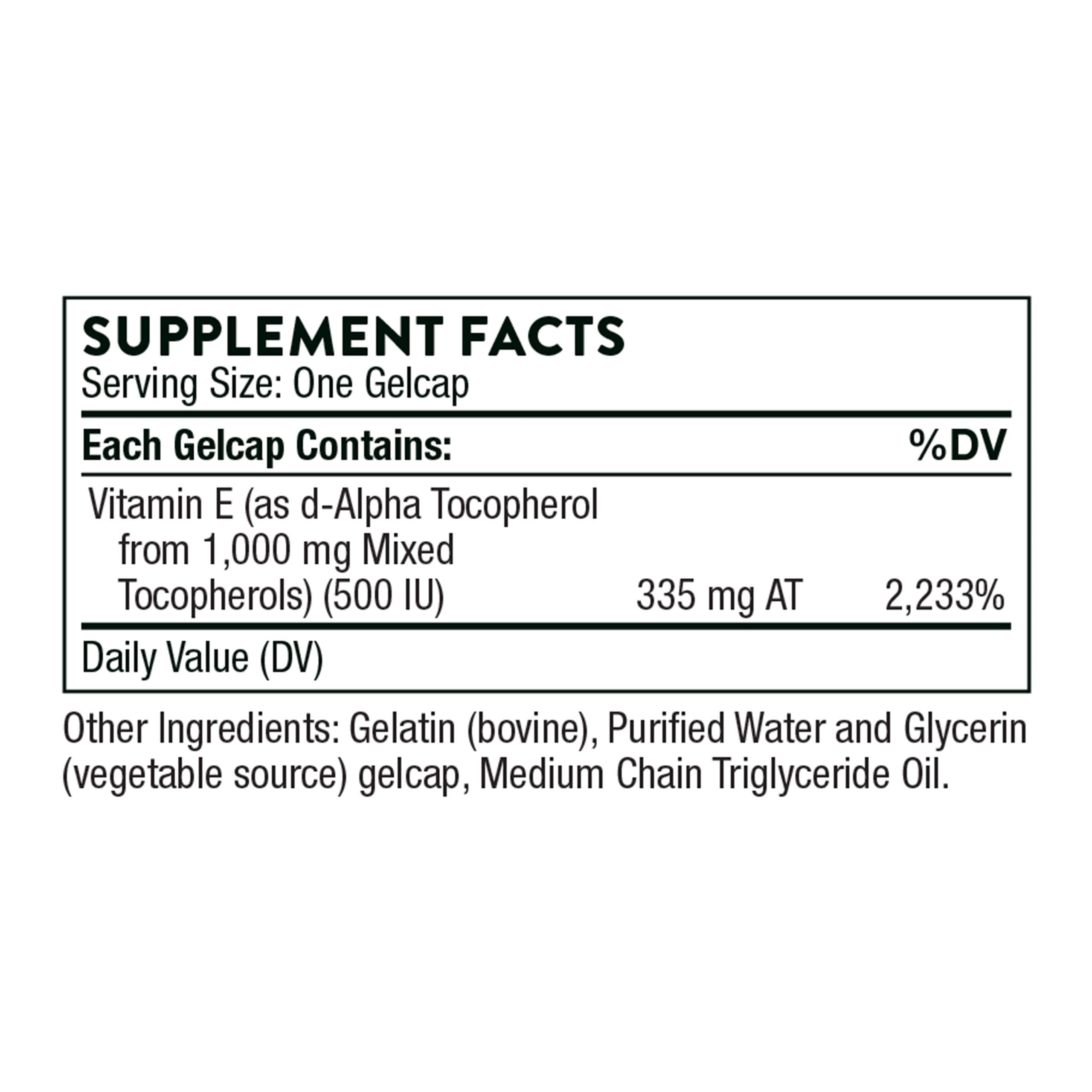 Close-up of Thorne Ultimate-E vitamin E gelcaps