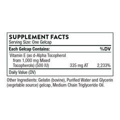 Close-up of Thorne Ultimate-E vitamin E gelcaps