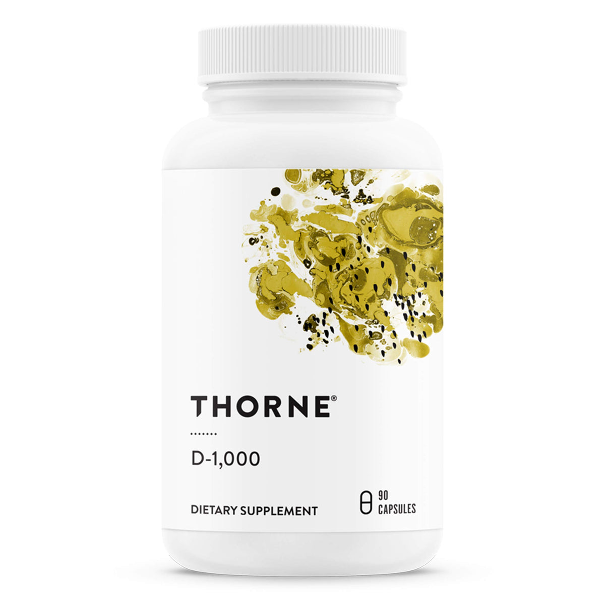 Bottle of THORNE Vitamin D3 1,000 IU supporting healthy bones and teeth