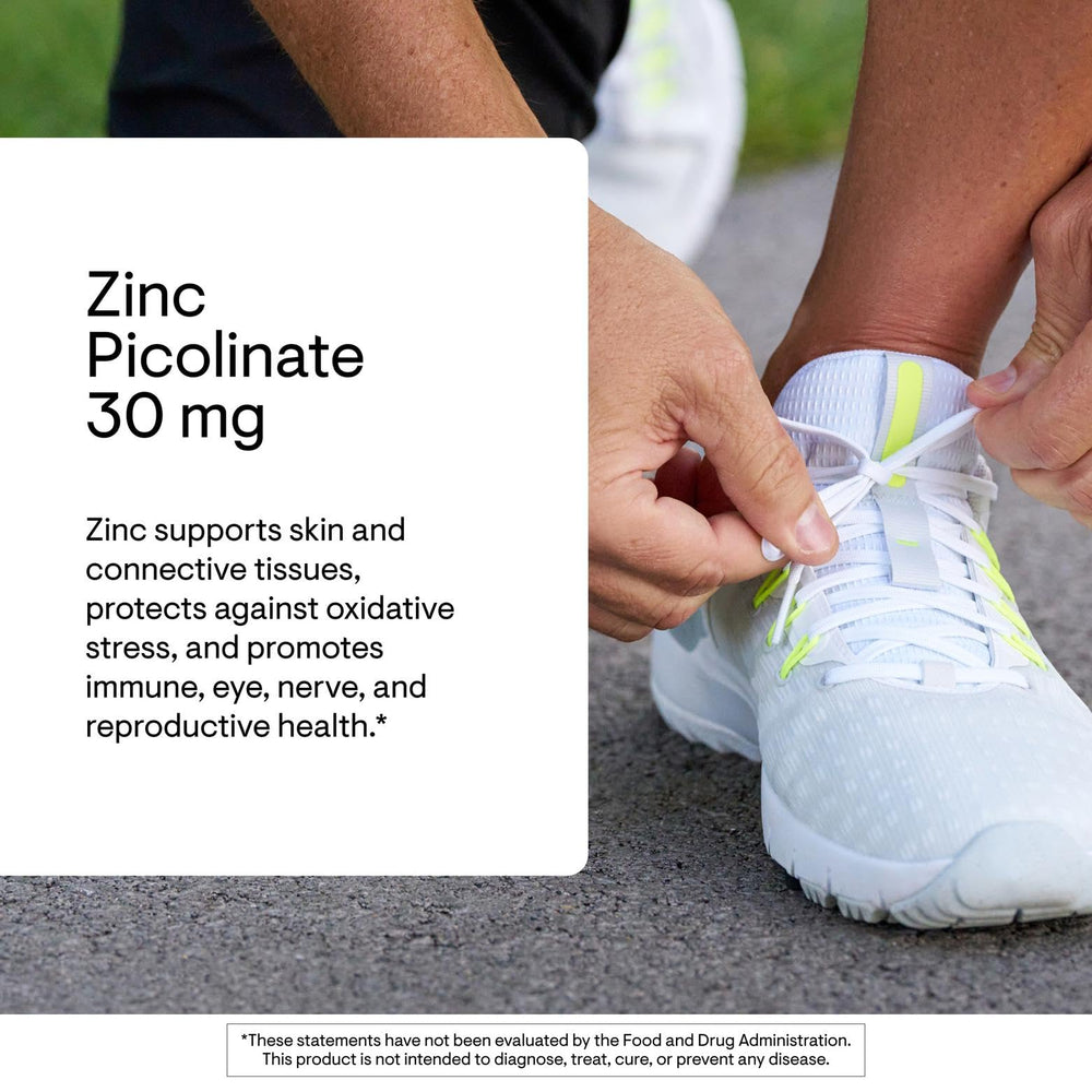 Thorne Zinc Picolinate 30mg label showing third-party certification