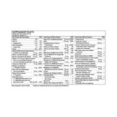 Back label with supplement facts and ingredients