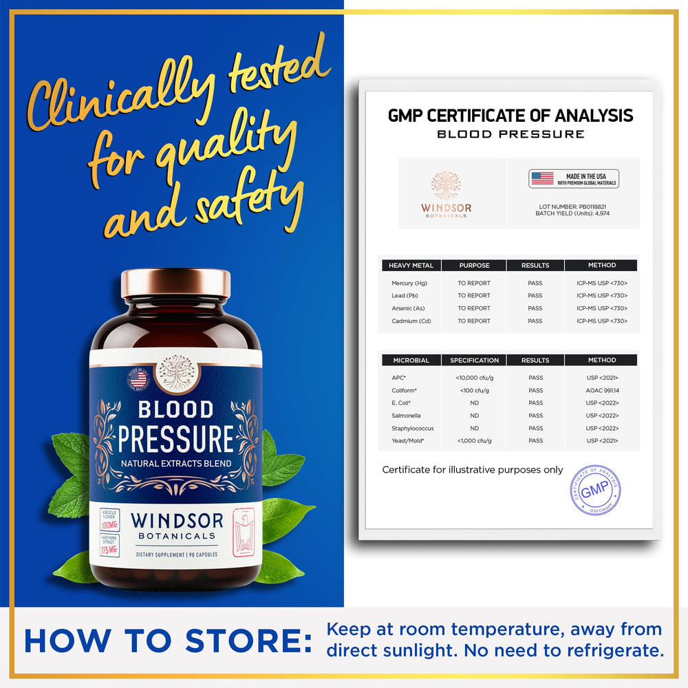 Three-month supply of blood pressure support capsules.