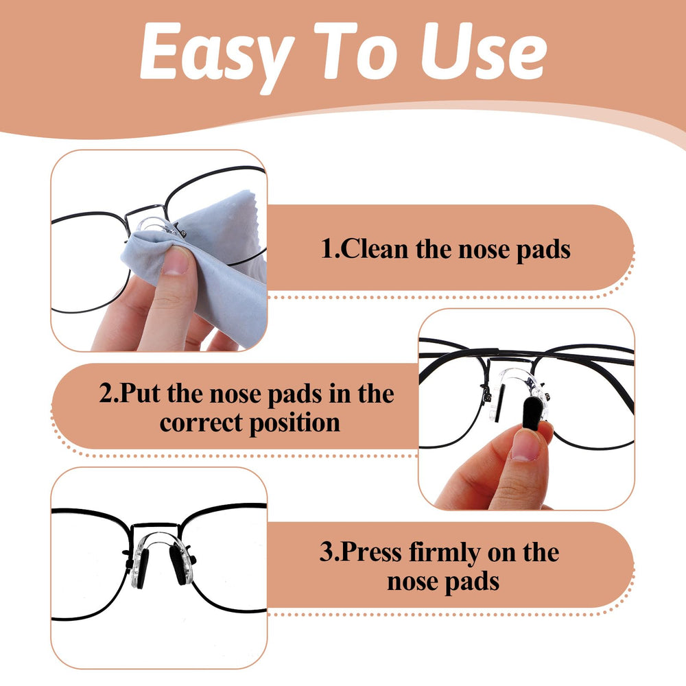 Nose pads in D-shaped, oval, and waterdrop shapes