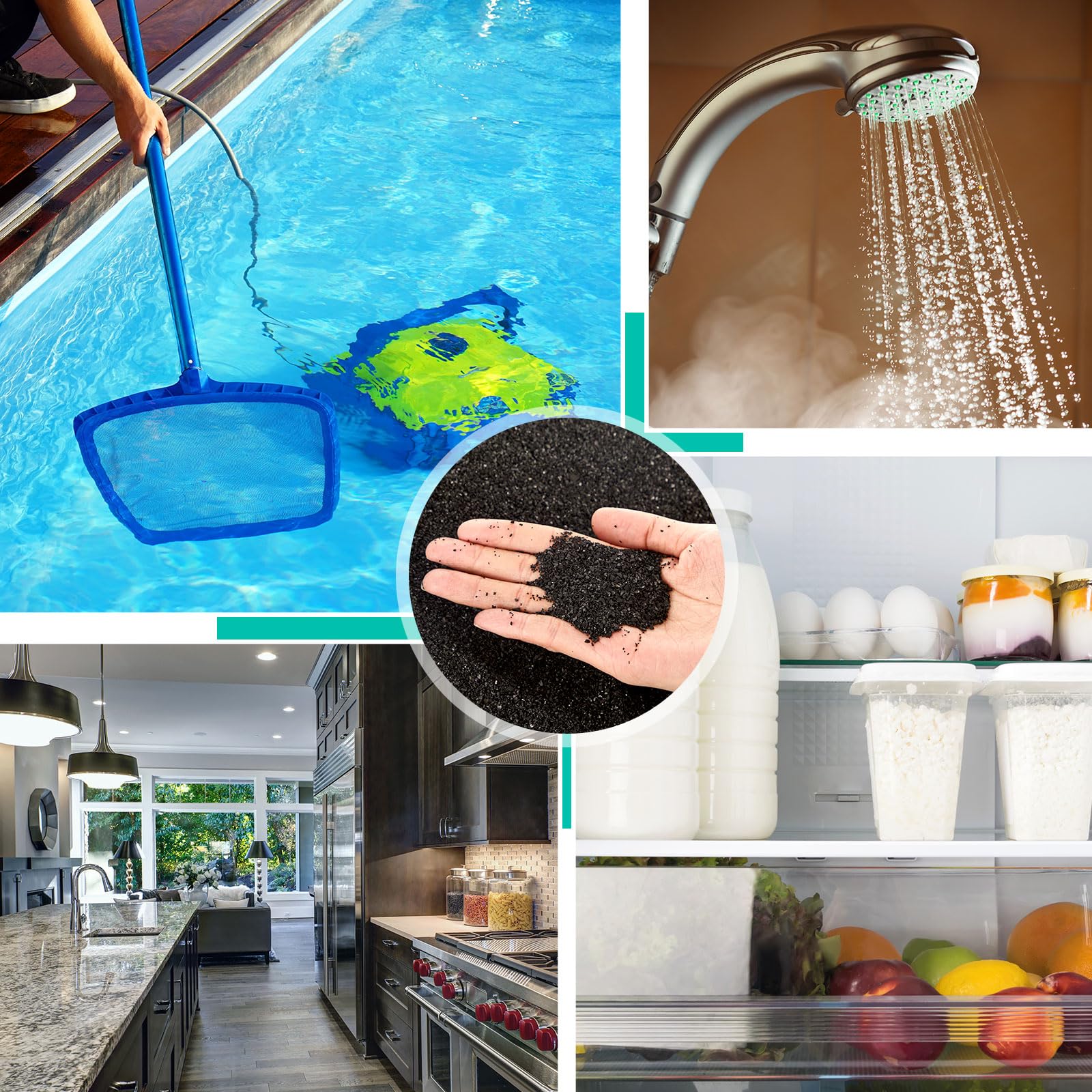 Applications include aquariums, ponds, drinking water and air filtration