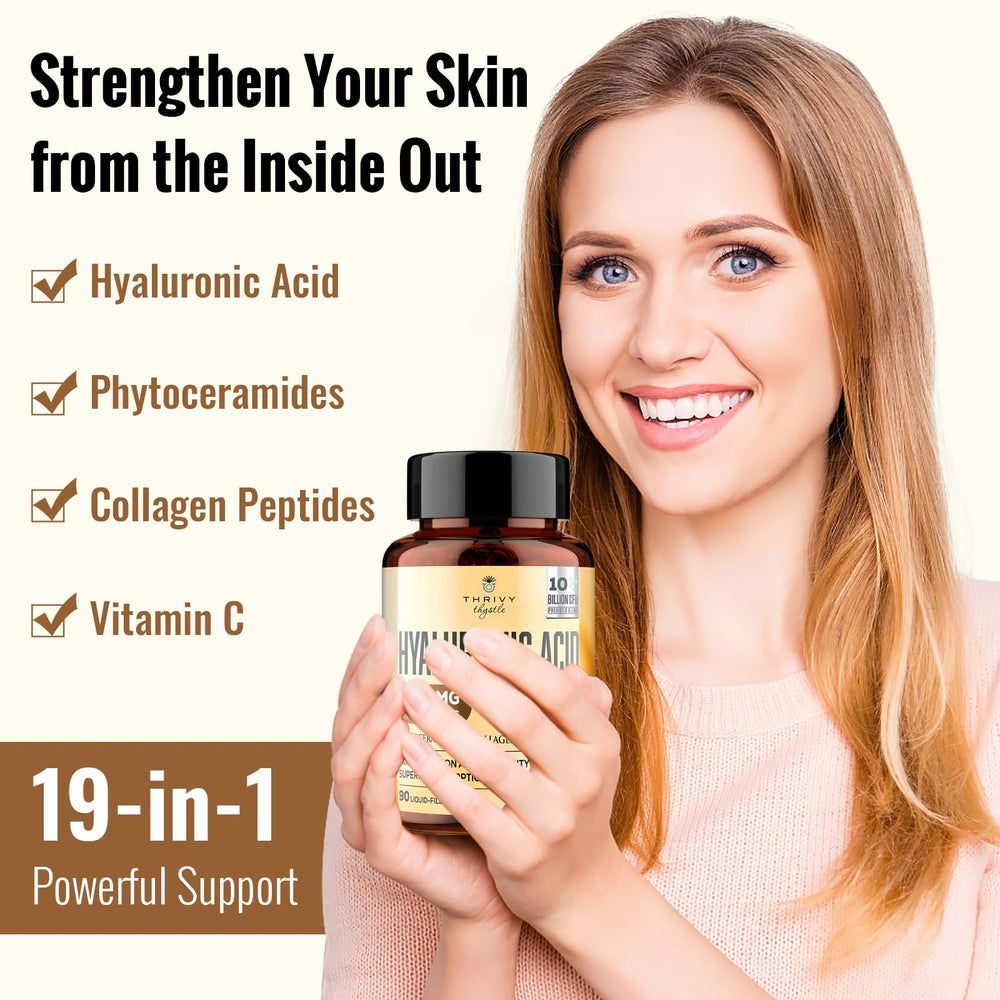 Close-up of liquid Hyaluronic Acid capsule formulation