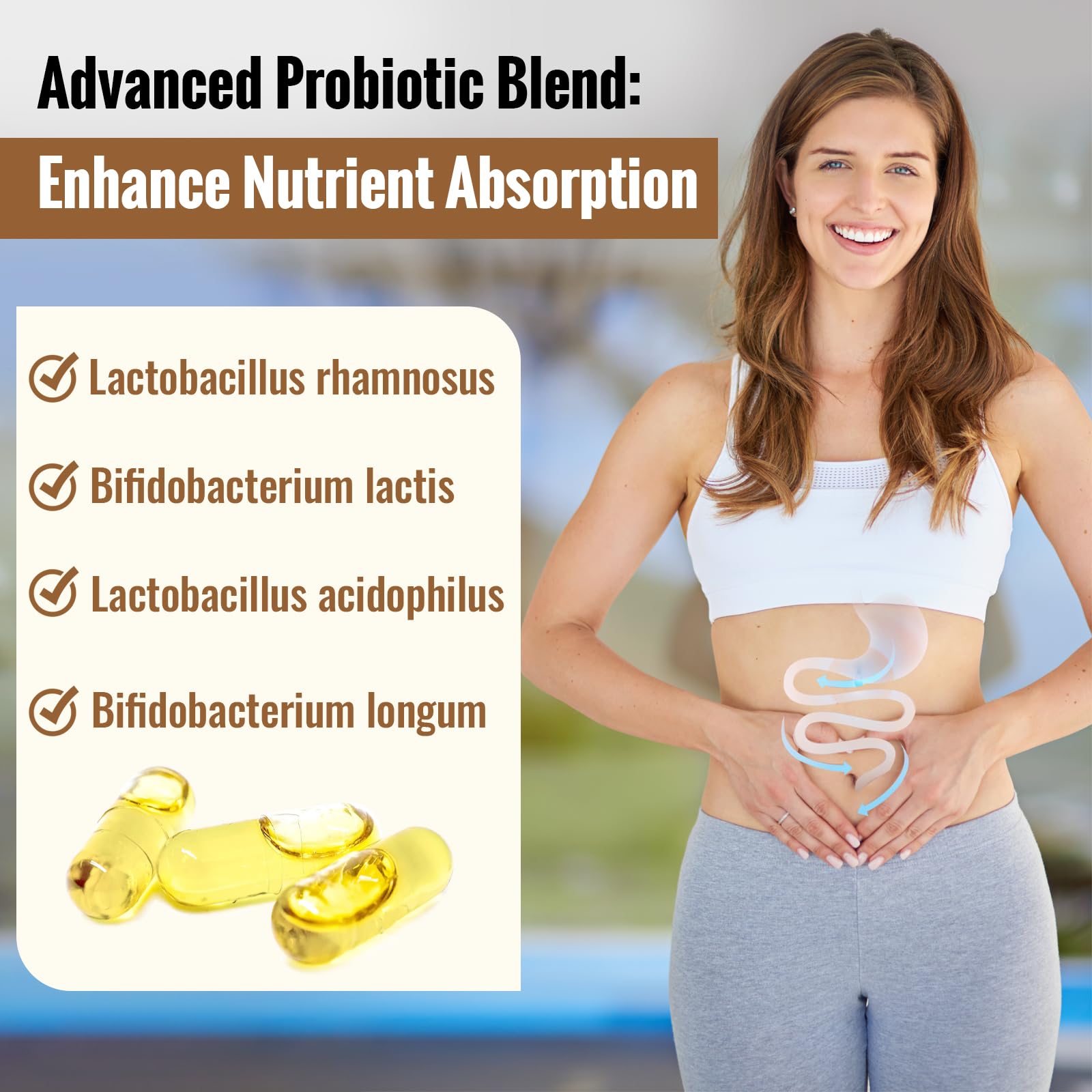 Illustration showing skin, eyes, GI tract, and bones support benefits