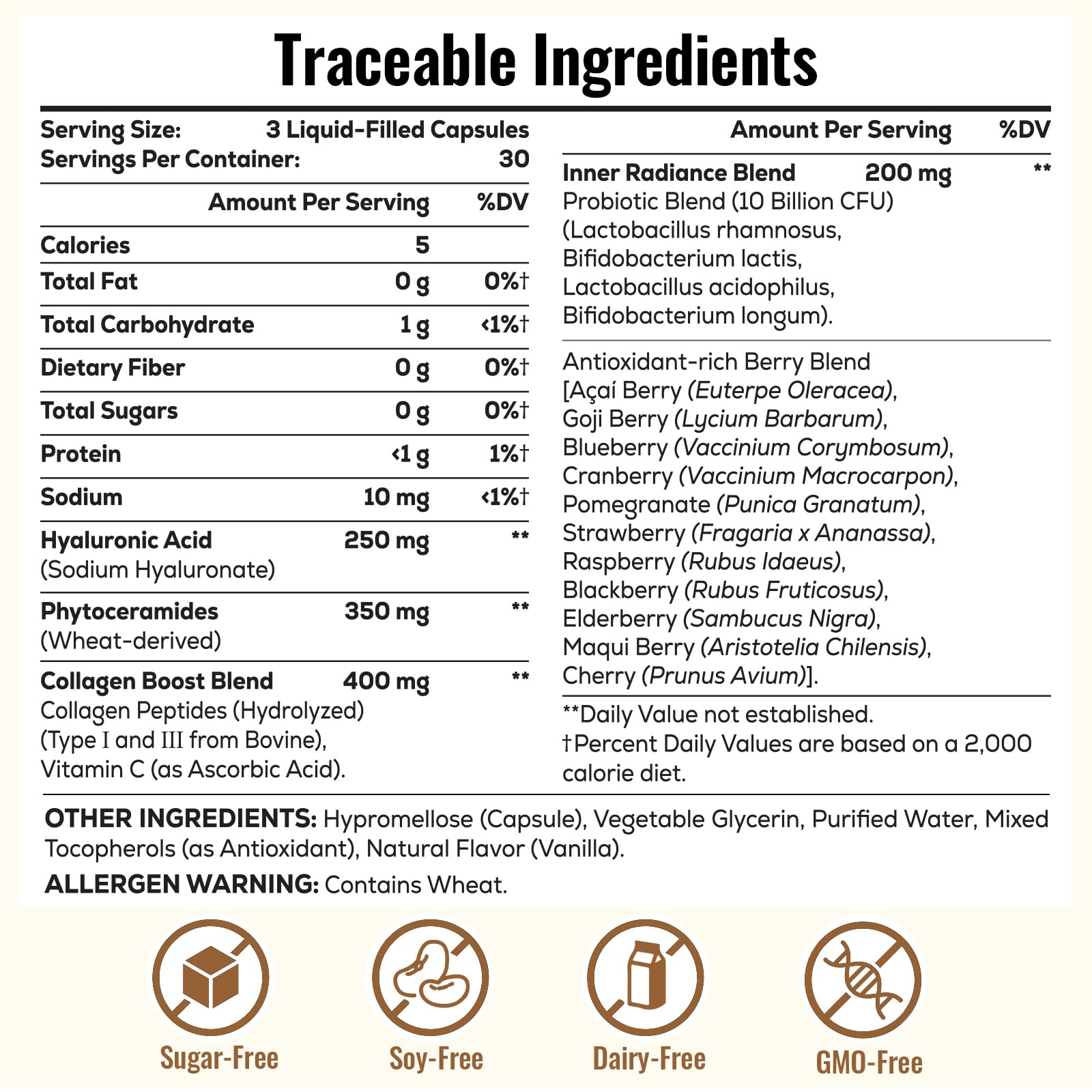 Berry blend ingredients including Açaí, Goji, Blueberry, Cranberry