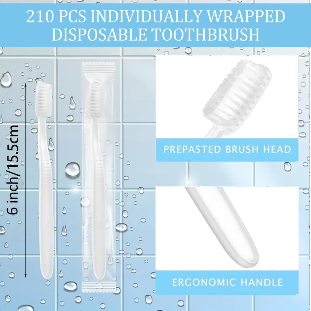 Bulk 210-pack disposable toothbrushes for hotels and travel