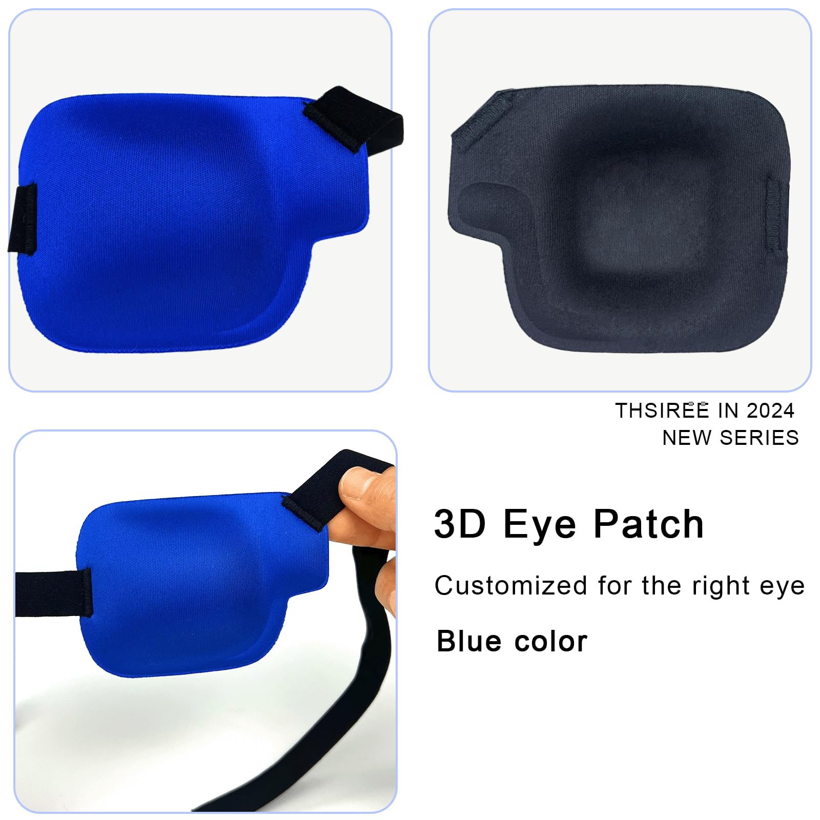 Soft cotton material of THSIREE blue right eye patch