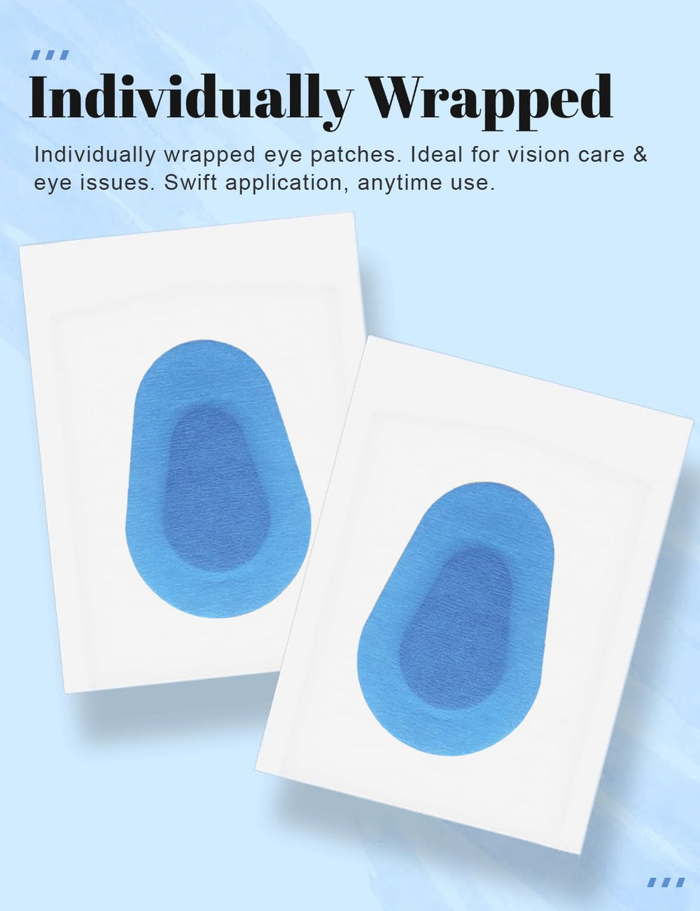 Individually wrapped blue eye patches for travel