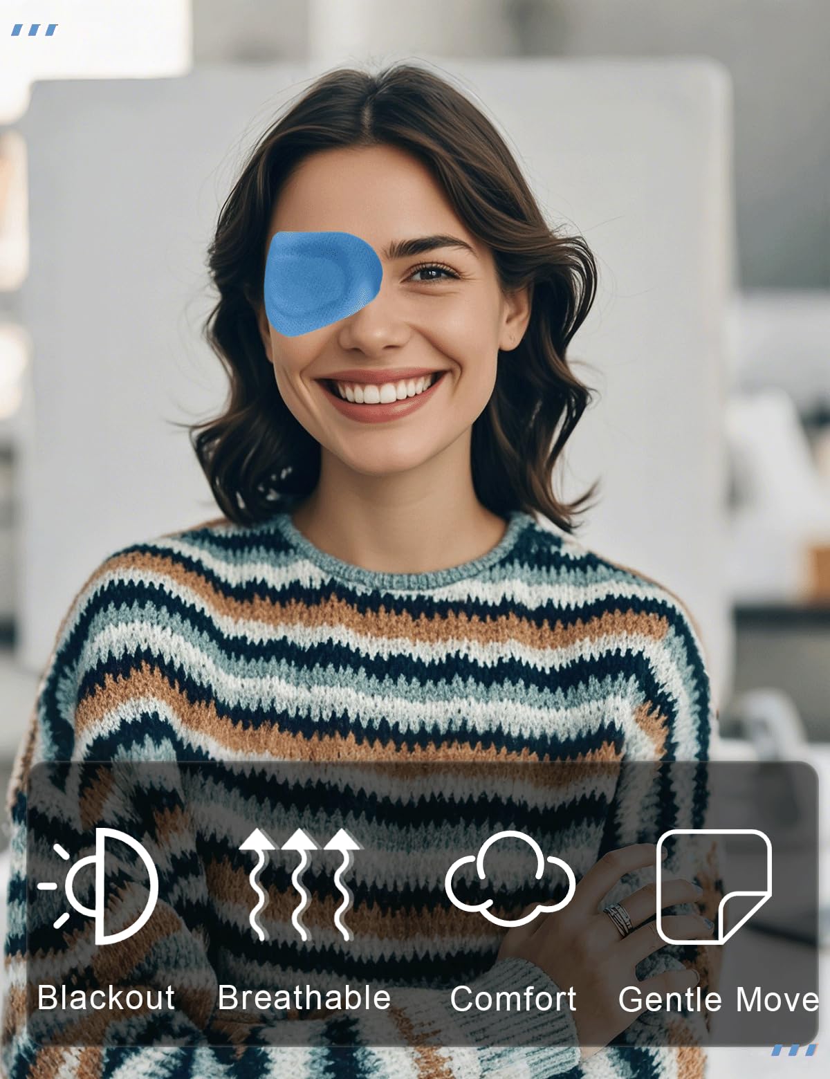 Breathable eye patch material for all-day comfort