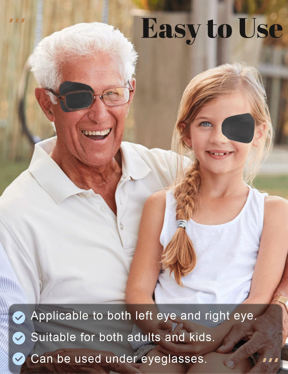 Individual wrapped eye patches in black color