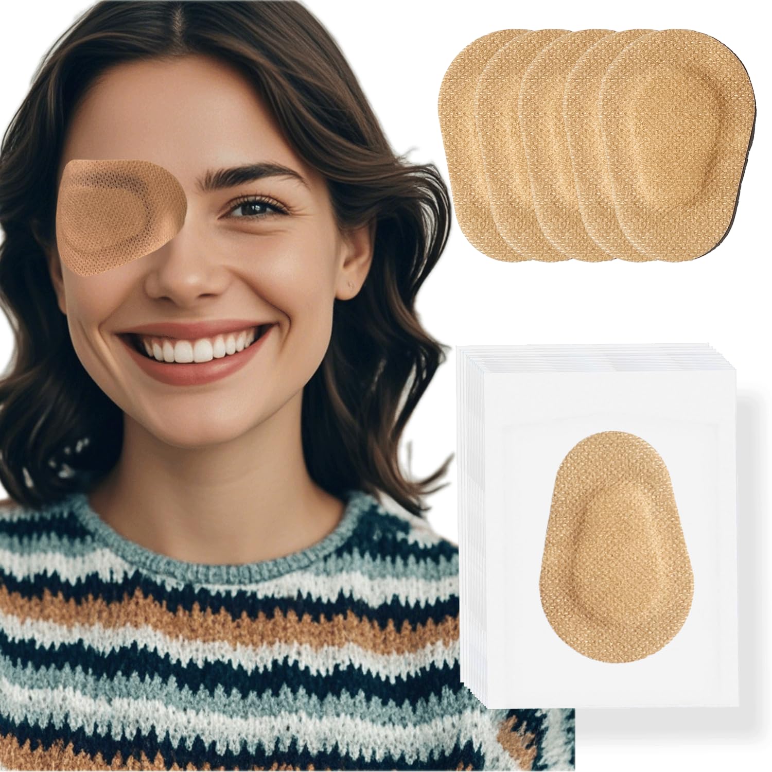 THSIREE nude color eye patch 3.3 x 2.3 inches – 20-pack (image 1)