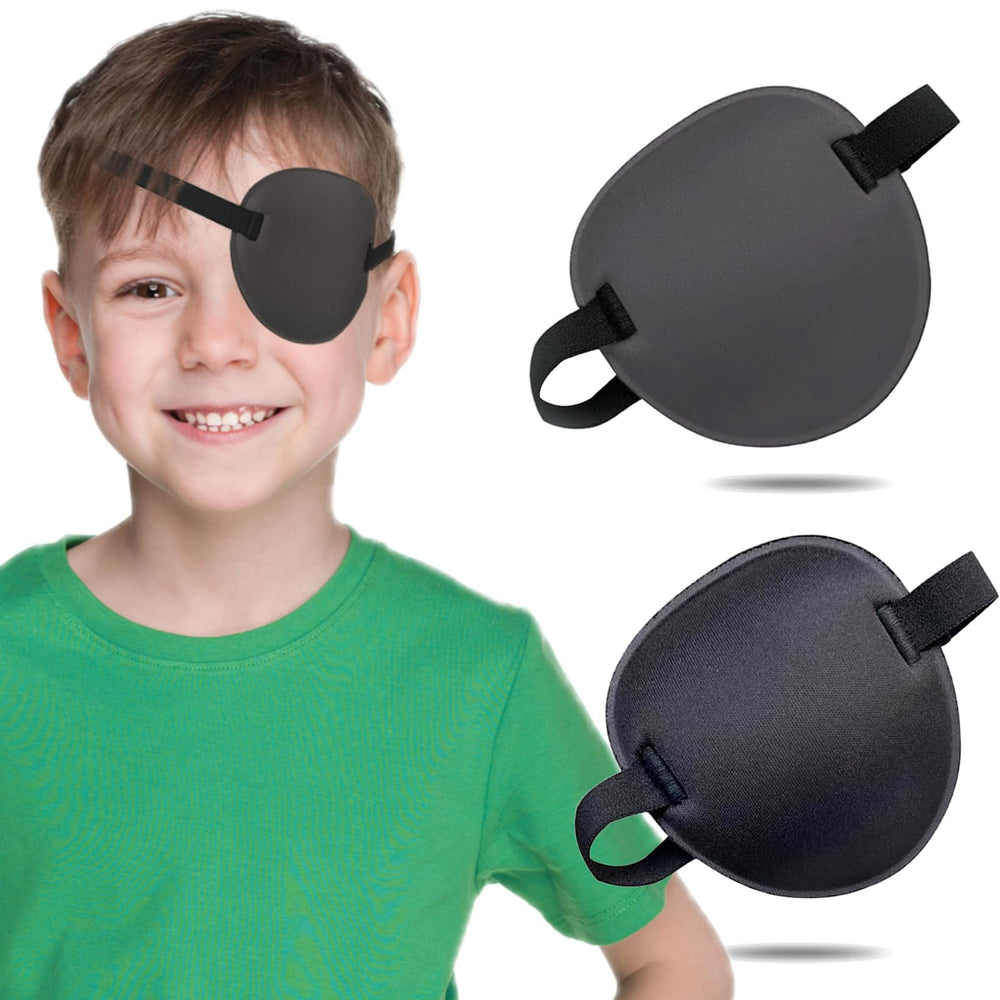 THSIREE black eye patch for kids with adjustable strap