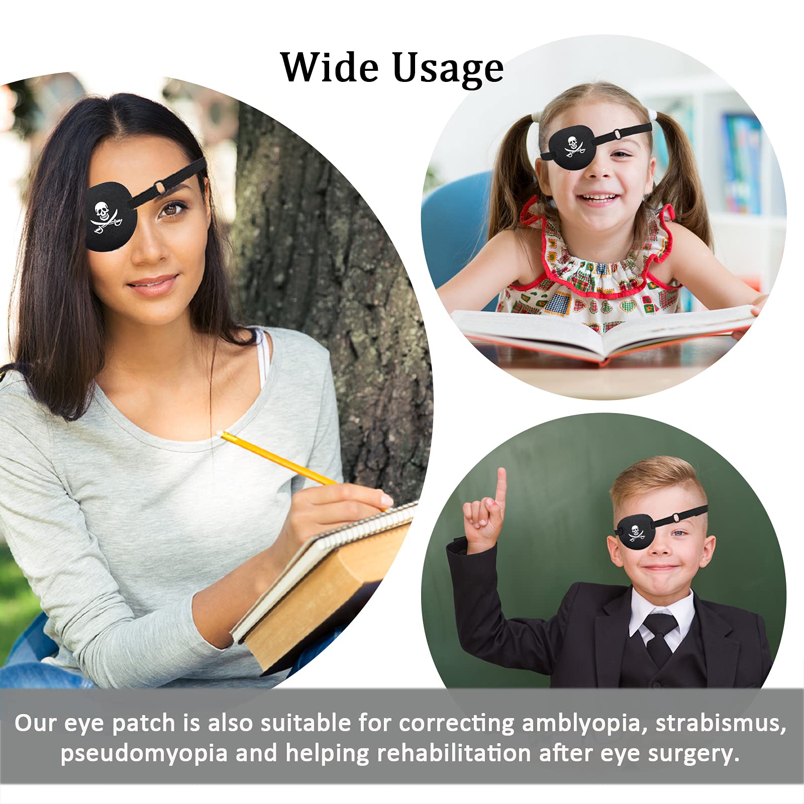 Pirate eye patches suitable for kids and adults for Halloween cosplay