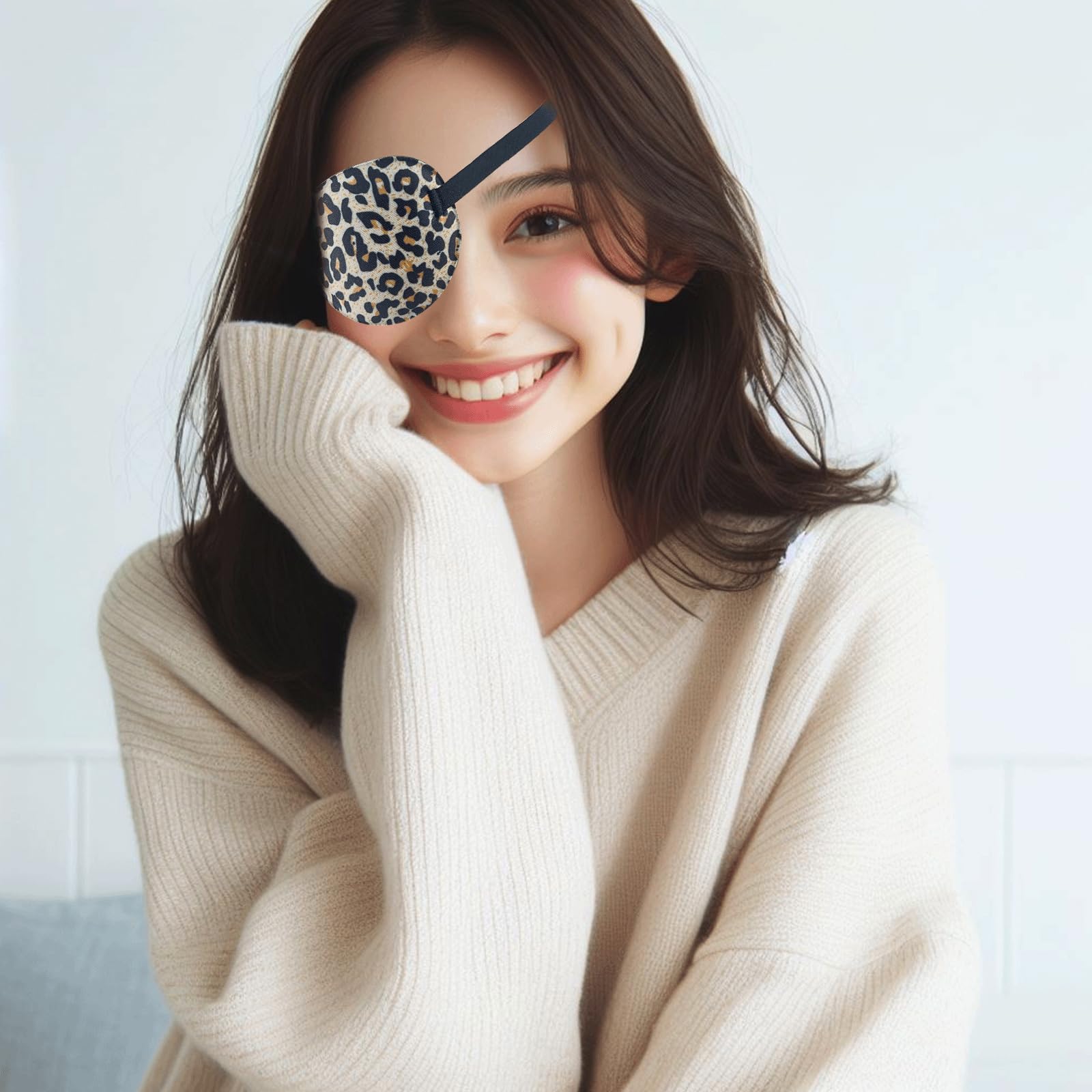 Close-up of eye patch material highlighting skin-friendly foam and fabric