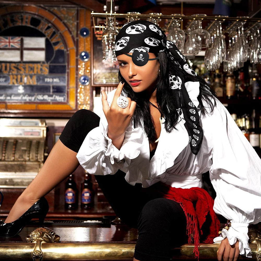 Pirate eye patches being worn for cosplay or daily use