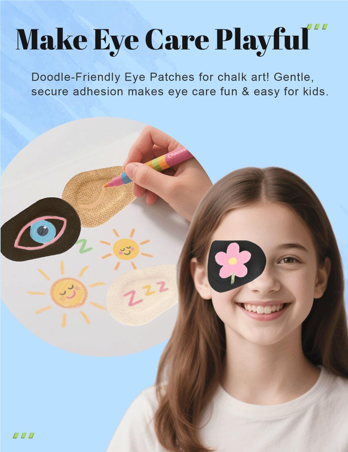 Eye patch size 3.3 x 2.3 inches (85 x 58 mm)