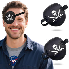 Two THSIREE pirate eye patches in a 2-pack with 3D skull and crossbones design