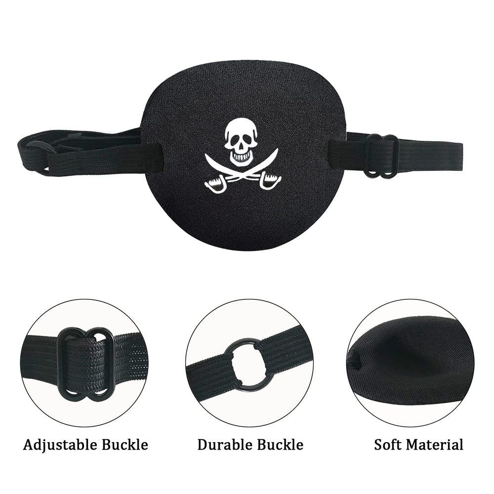 Adjustable elastic strap on pirate eye patch showing strap length